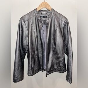 Vintage Baccini Silver Metallic Moto Jacket Women’s Size 1X